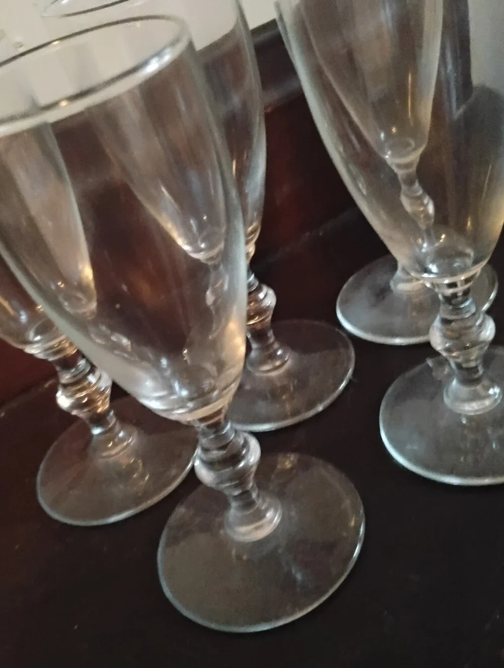 Vintage Clear Glass Footed Cordial Stemware - Set of 5 Elegant Wine Glasses